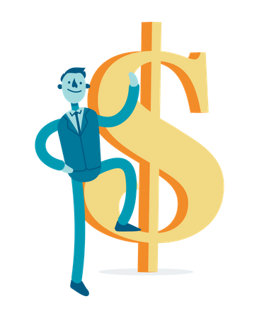 Businessman Hanging with big dollar sign  Illustration