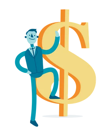 Businessman Hanging with big dollar sign  Illustration