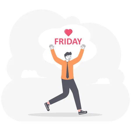 Businessman happy on friday  Illustration