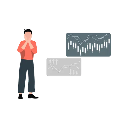 Businessman happy to explaining analytic graph  Illustration