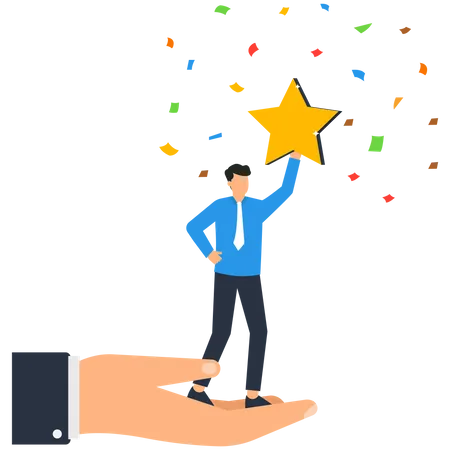 Business Winner Achievement Or Prize Success Or Victory Challenge Or Business Mission Career Goal Or Stair To Success Concept Businessman Professional Happy With The Medal Illustration