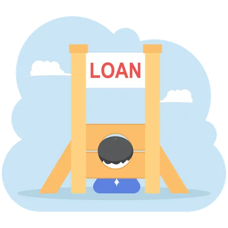 Businessman hard working in loan guillotine  Illustration