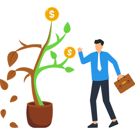 Businessman Harvesting Money Tree  Illustration