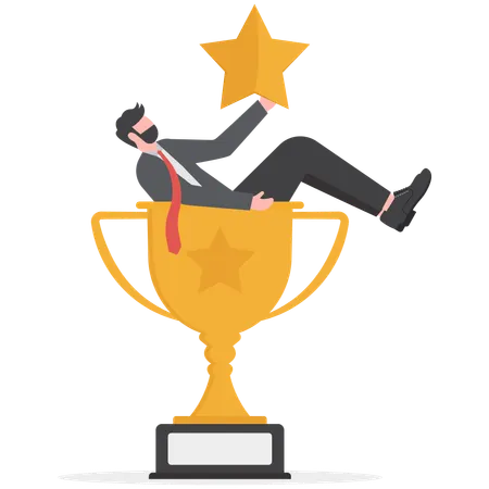 Businessman has achieved award  Illustration