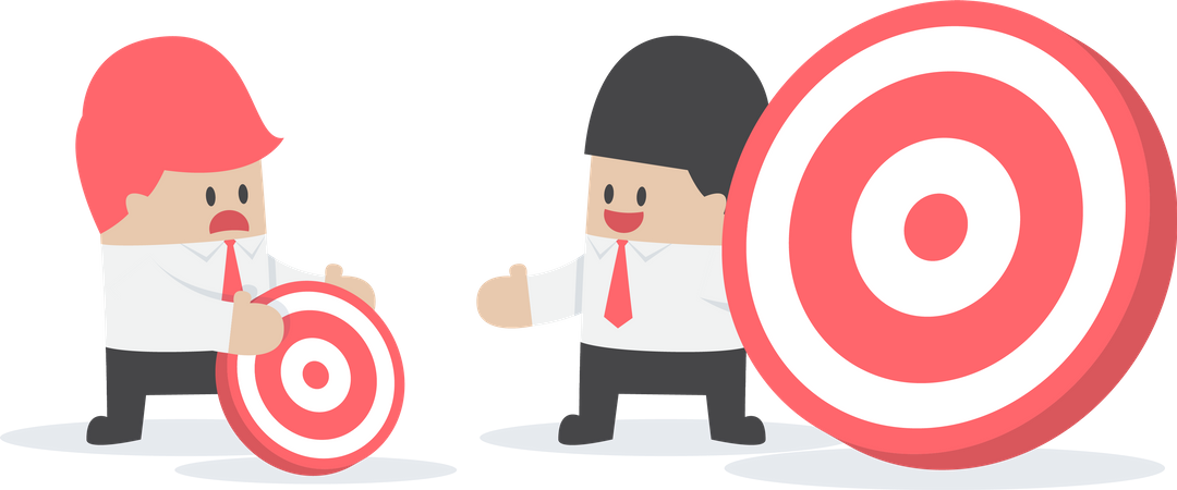 Businessman has bigger target than his friend  Illustration