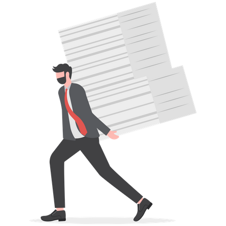 Businessman has lot of documents  Illustration