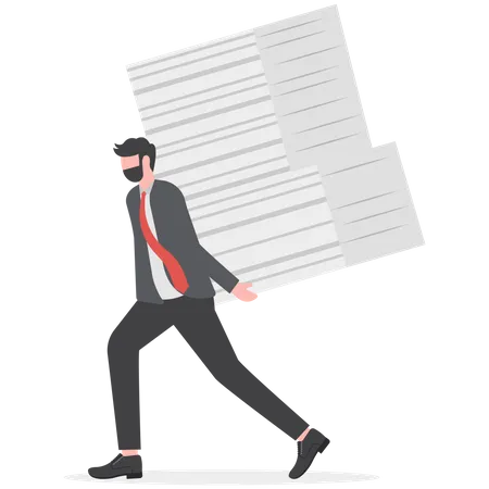 Businessman has lot of documents  Illustration