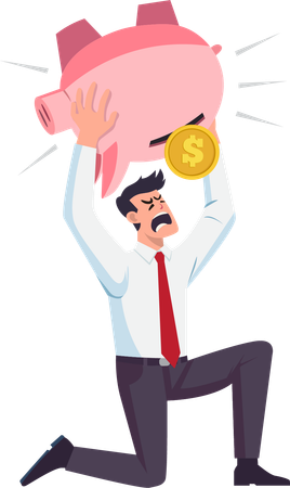 Businessman has no more investment money  Illustration
