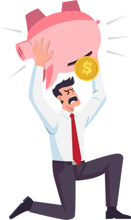 Businessman has no more investment money  Illustration
