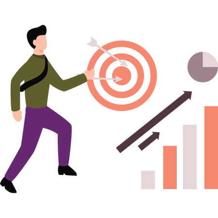 Businessman have achieved his business target  Illustration