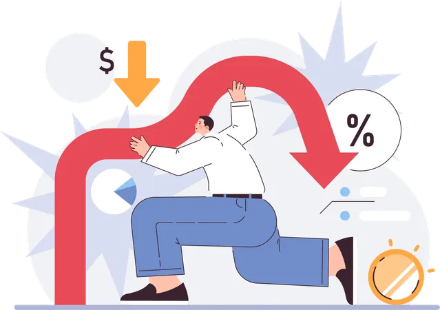 Businessman have business crisis  Illustration