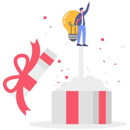 Businessman have creative ideas from gift box  Illustration