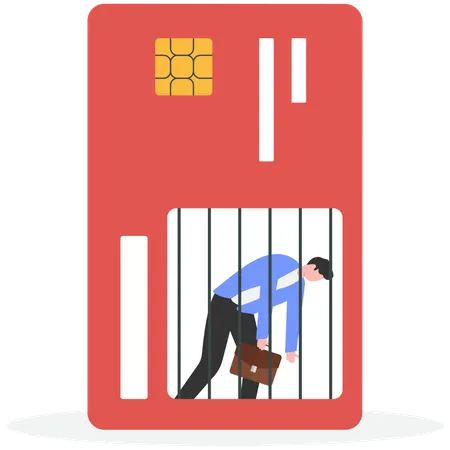 사업가가 신용카드 문제가 있다  일러스트레이션