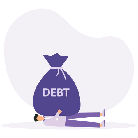 Businessman have debt issues  Illustration