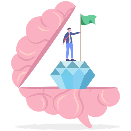 Businessman have diamond ideas in mind  Illustration