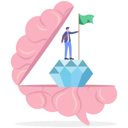 Businessman have diamond ideas in mind  Illustration