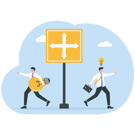 Businessman have direction confusion  Illustration