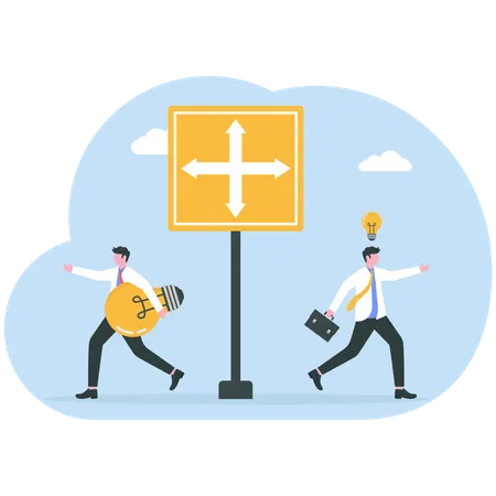 Businessman have direction confusion  Illustration