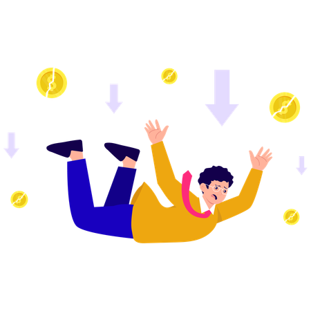 Businessman have Financial Free fall  Illustration
