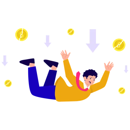 Businessman have Financial Free fall  Illustration