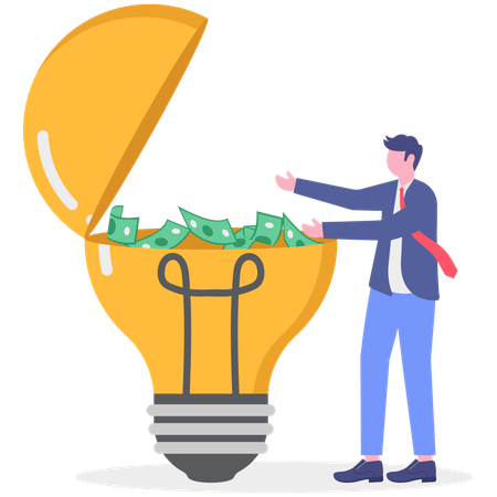 Businessman have financial ideas in mind  Illustration