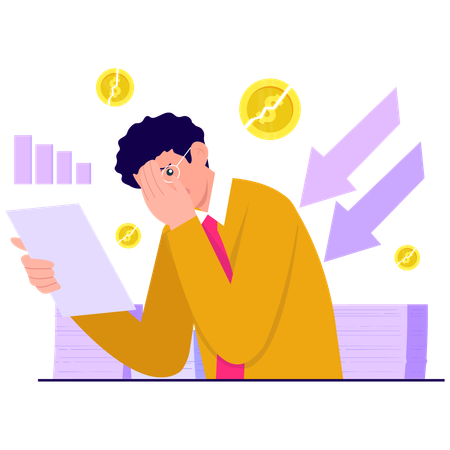 Businessman have Financial Shock  Illustration