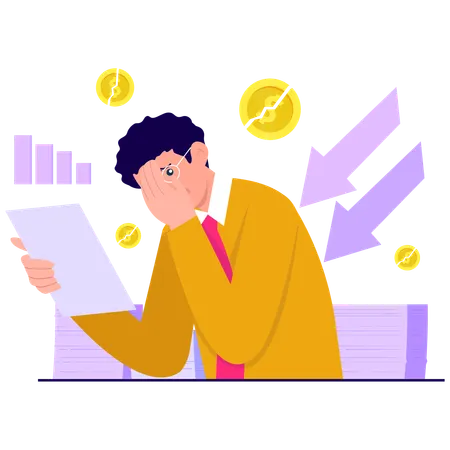 Businessman have Financial Shock  Illustration