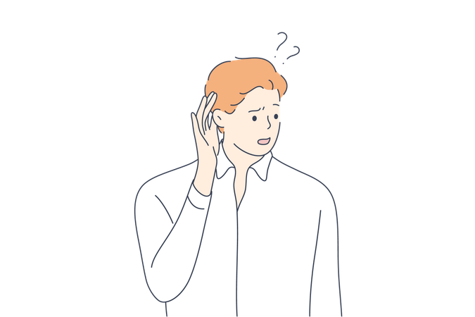 Businessman have hearing problems  Illustration