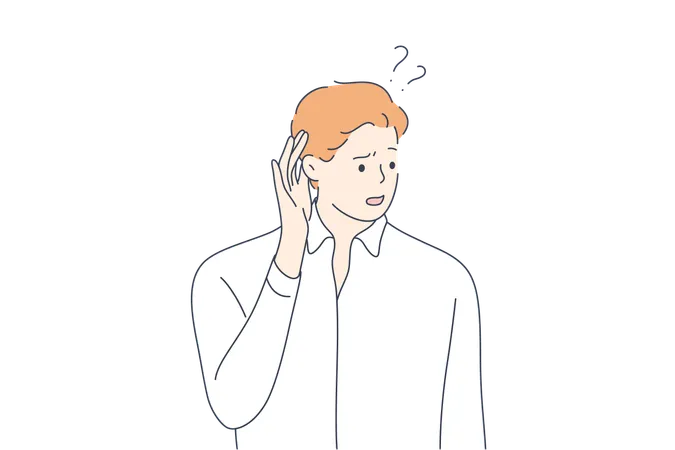 Businessman have hearing problems  Illustration