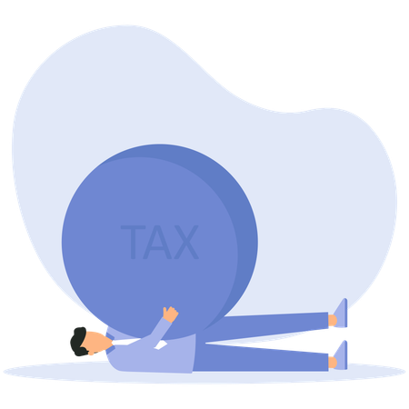 Businessman have Heavy tax burden to pay off and heavy problems  Illustration