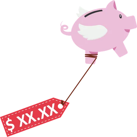 Businessman have huge money in his piggy bank  Illustration