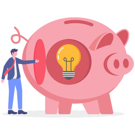 Businessman have idea for savings  Illustration