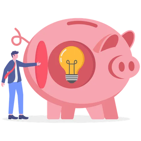 Businessman have idea for savings  Illustration