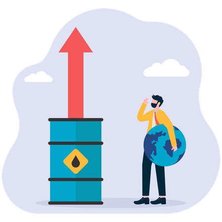 Businessman have increase price rise in oil fuel  Illustration