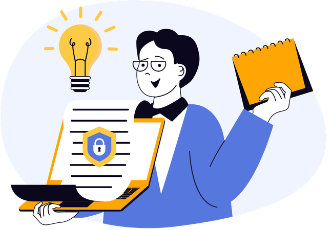 Businessman have innovative ideas for copyright  Illustration