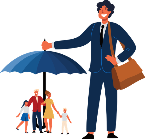 Businessman have insured his family protection  Illustration