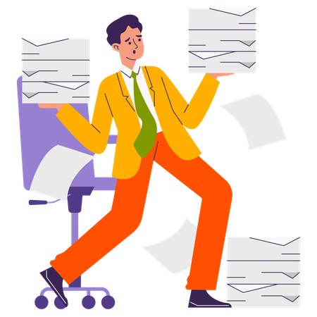 Businessman have Lot of Assignments to complete  Illustration