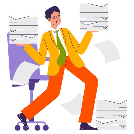 Businessman have Lot of Assignments to complete  Illustration