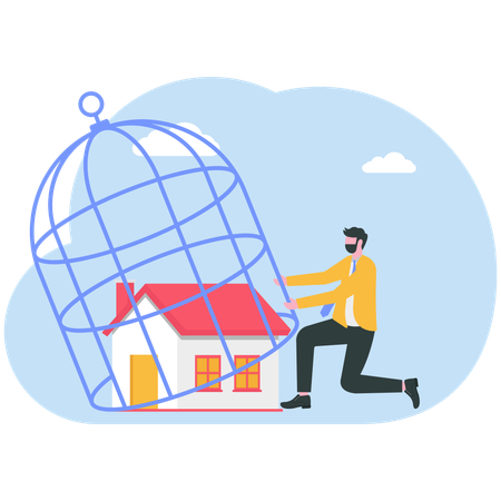 Businessman have Mortgage payment problem  Illustration