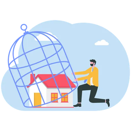 Businessman have Mortgage payment problem  Illustration