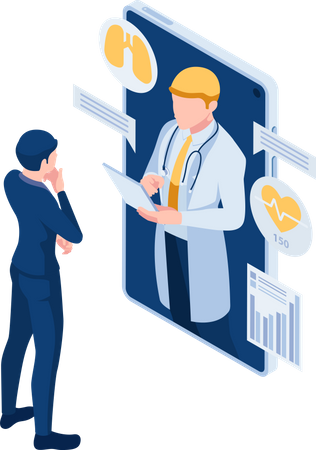 Businessman have Online Consultation with Doctor Illustration
