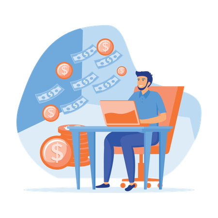 Businessman have passive income from online market  Illustration