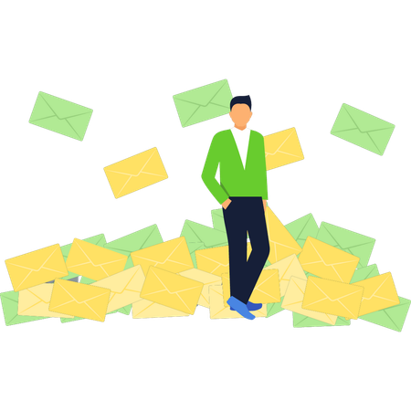 Businessman have received stack of mails  Illustration