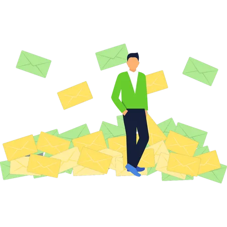 Businessman have received stack of mails  Illustration