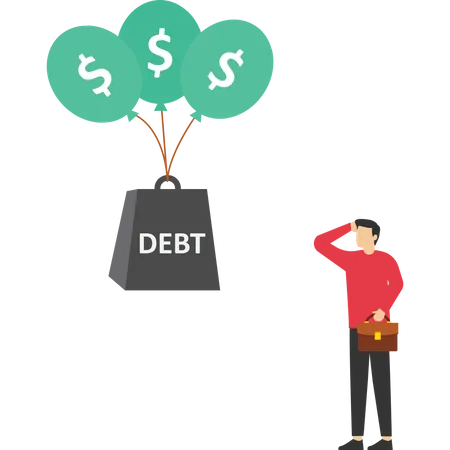 Taxation Problem For Wealth Accumulation Cannot Rising Up Cause Of Debt Burden Debt Burden Balloon With Dollar Money Vector Illustration Design Concept In Flat Style Illustration