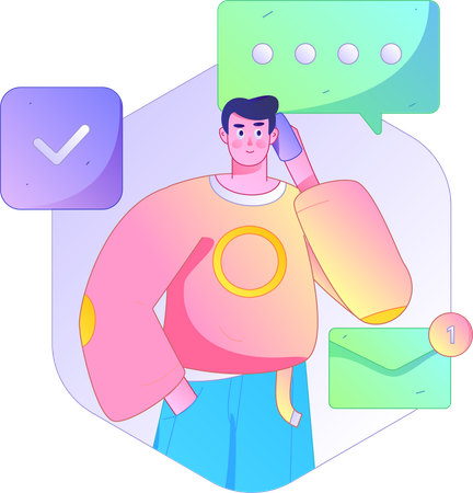 Businessman have unread messages  Illustration