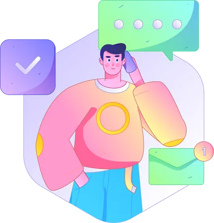 Businessman have unread messages  Illustration