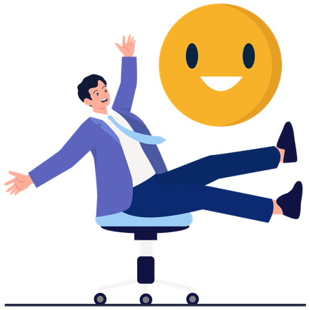 Businessman have Workplace Happiness Boost  Illustration