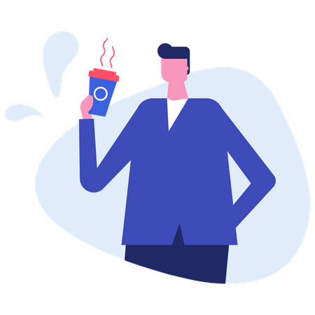 Businessman having a hot coffee Illustration