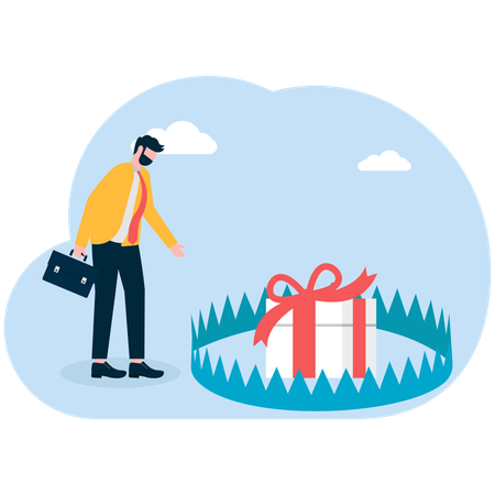 Businessman having business gift trap  Illustration
